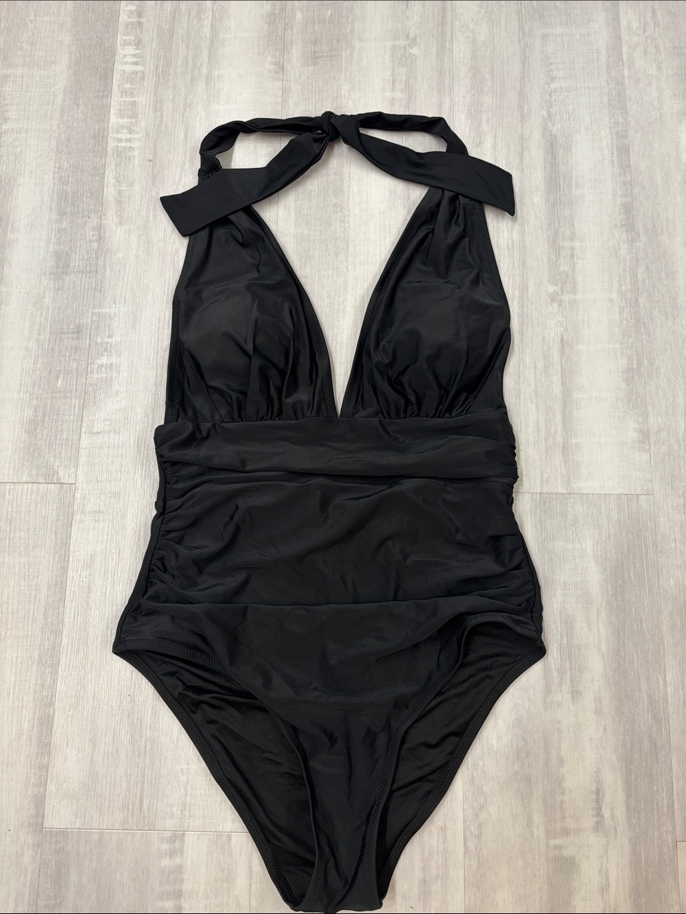 Cupshe Black Halter One-Piece Swimsuit Large